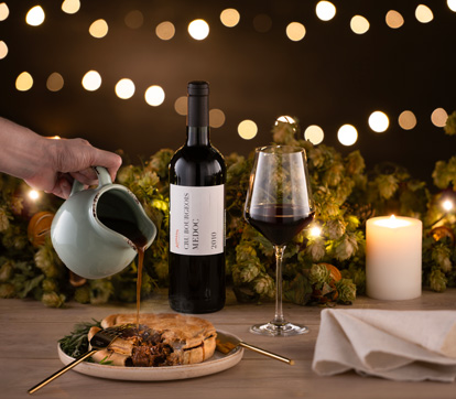 red wine on christmas table